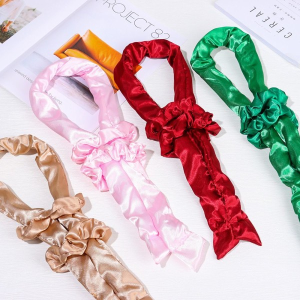 Heatless Curl Ribbon Pannband Lazy Curler WINE RED Wine Red