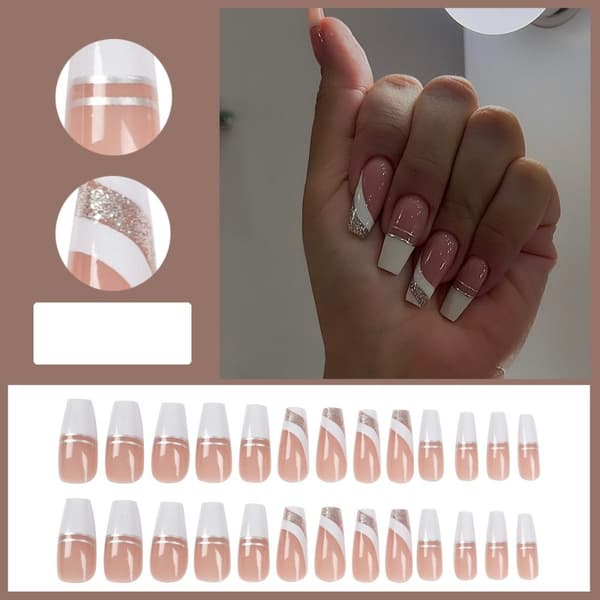 Fake Nails Long French 2 2 2