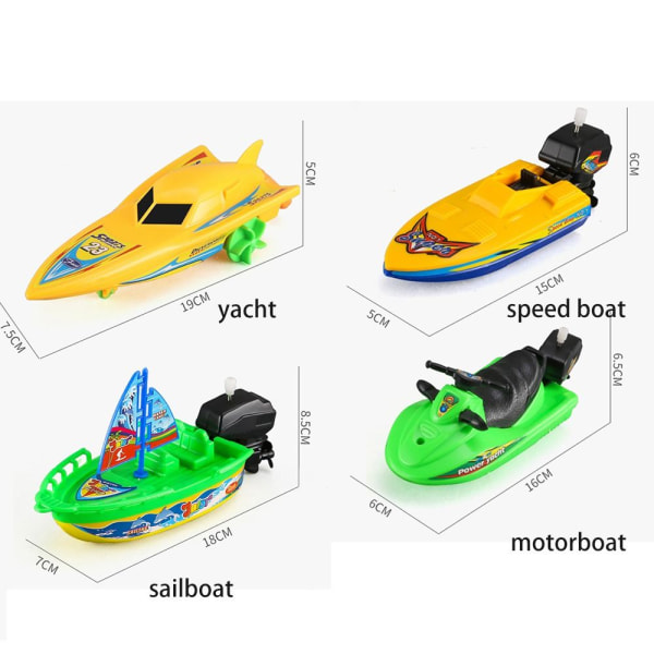Dusch Badleksak Wind Up Toy MOTORBÅT MOTORBÅT motorboat
