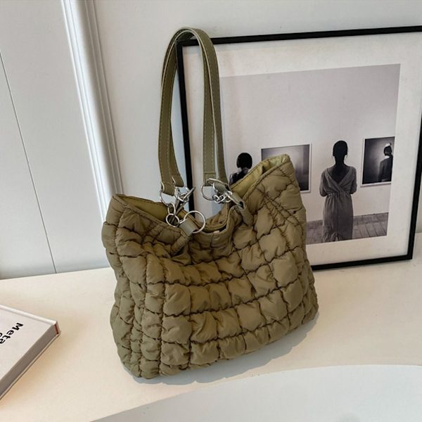 Axelväskor Quiltad tygväska KHAKI khaki