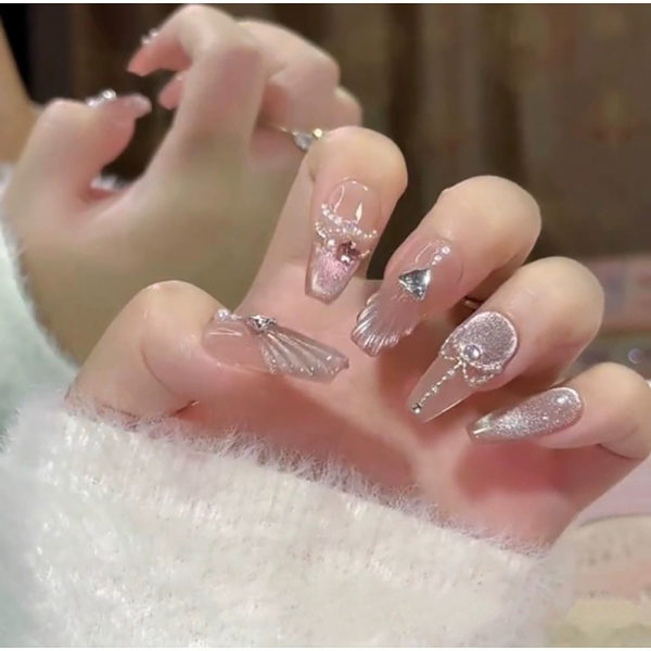 10 stk Fairy Hemline Håndlagde negler Pure Manual False Nail LLONG LLong