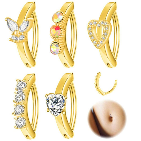 3 Stk Mavestænger Navlestang GULD STYLE-1 STYLE-1 Gold Style-1-Style-1