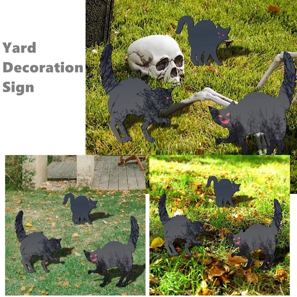 1 kpl / 3 kpl Black Cat Silhouette Stakes Halloween Scare Stakes C 1Pcs