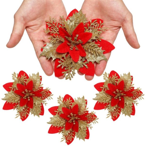 8stk Juleblomst Juletræ Blomster SORT SORT black