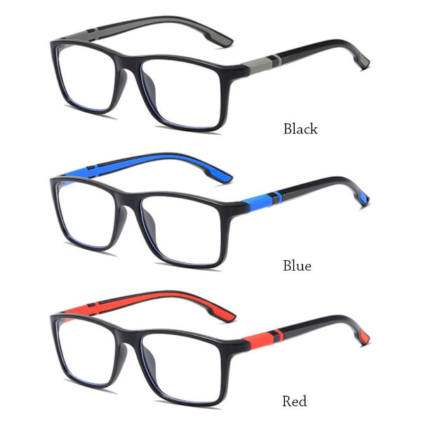Anti-blått ljus Läsglasögon Fyrkantiga glasögon RÖD STYRKA Red Strength 350