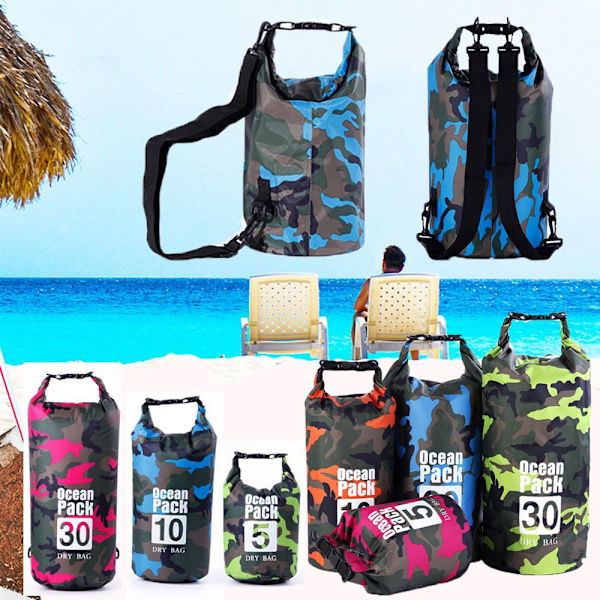Vattentät torrväska strandbadväskor River Ocean ryggsäck Rose 10L