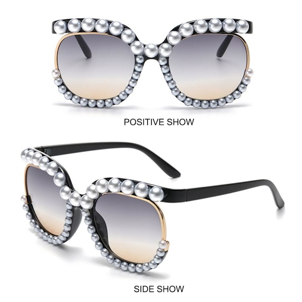 Pearl Sunglassesf eller Dame Festbriller SORT-GRÅ Black-Gray