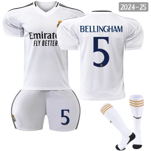 2024-2025 Real Madrid hemma fotbollströja för barn nr 5 Bellingham 10-11years