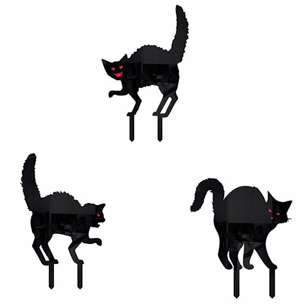 1 kpl / 3 kpl Black Cat Silhouette Stakes Halloween Scare Stakes A 1Pcs