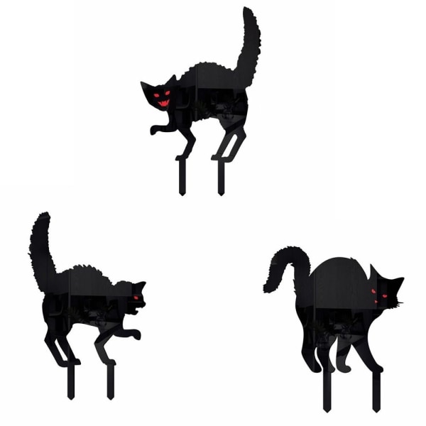 1 stk / 3 stk Black Cat Silhouette Stakes Halloween Scare Stakes C 1Pcs