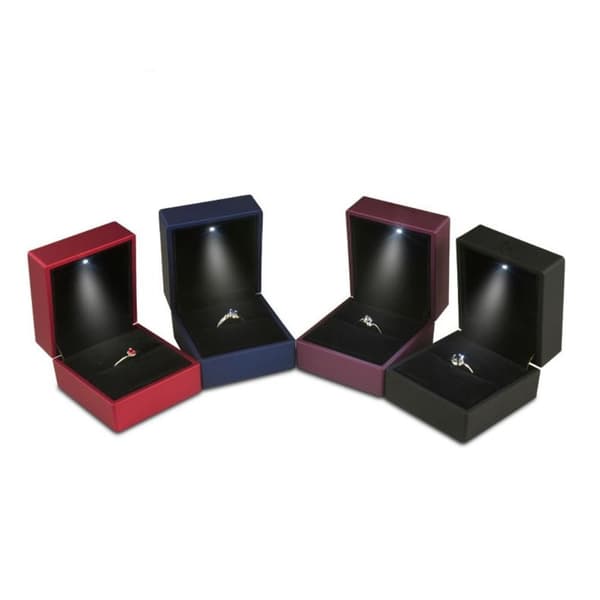 LED Ring Øreringe Æske Smykkeetui SORT black