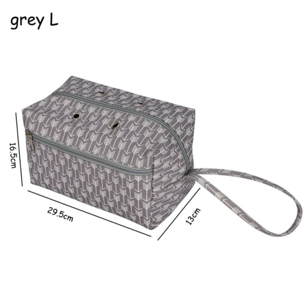 Garnoppbevaringspose Håndarbeidsoppbevaring GRÅ L grey L