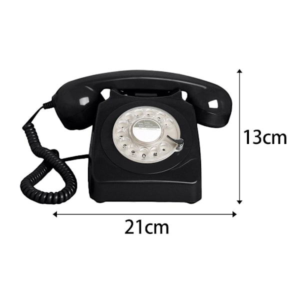 Vintage Rotary Dial Phone Retro stil fast telefon SVART Black
