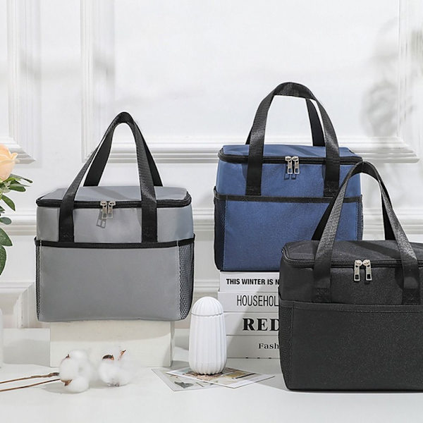 8L Isolerad Thermal Bag Kylväska Lunchväska SVART black