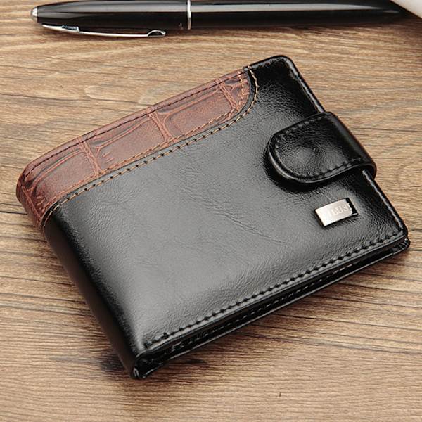 Patchwork Läder Män Plånböcker Kort Herrväska BRUN brown