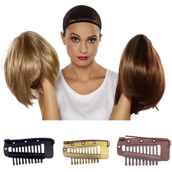 5 STK Parykker Snap Clips Strong Chunni Clips SORT Black