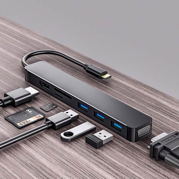 USB C HUB Type-C 3.1 GRÅ Grey