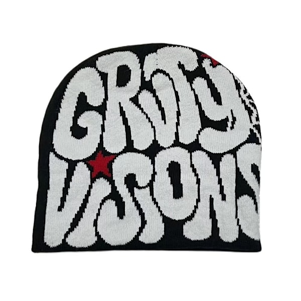 Knitting Cap Hat Pipo Bonnet MUSTA&VALKOINEN black&white