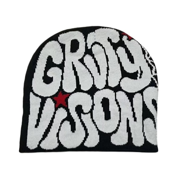 Strikkehette Lue Beanie Bonnet SVART&HVIT black&white
