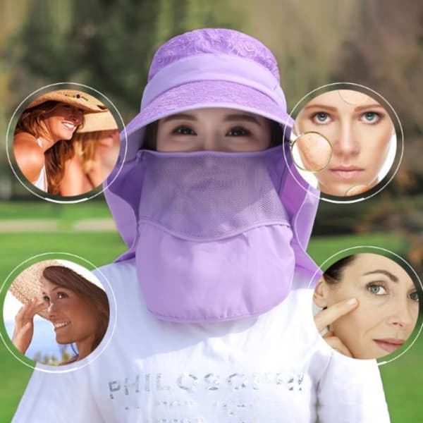 Solhatt Dame Luer BLÅ blue