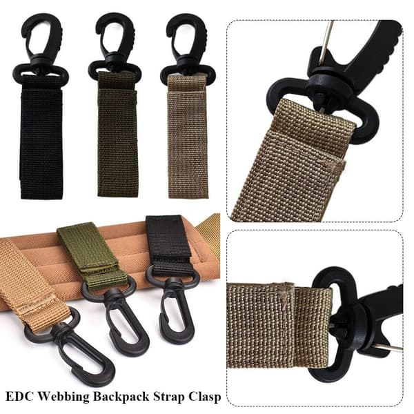 4 stk. Webbing rygsækrem Quickdraw karabinhage SORT STIL 2 Black Style 2-Style 2