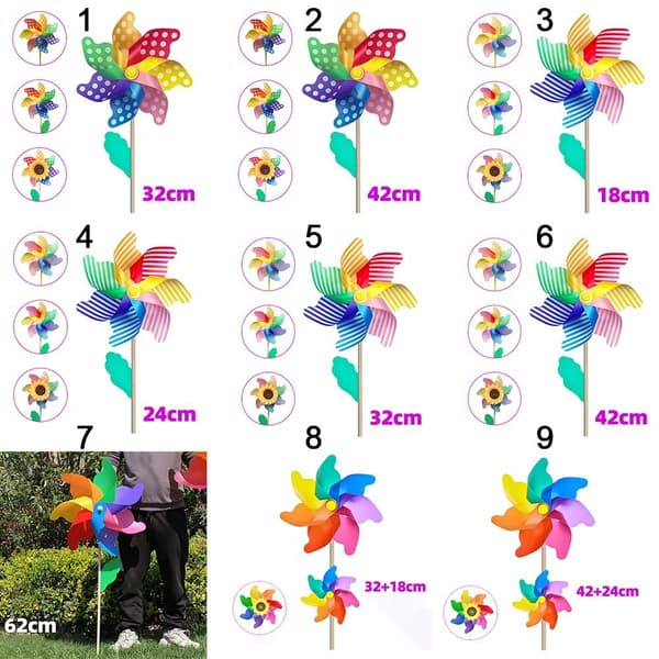 Fargerike solsikkevindmøller Layout Pinwheels Leker 2 2 2