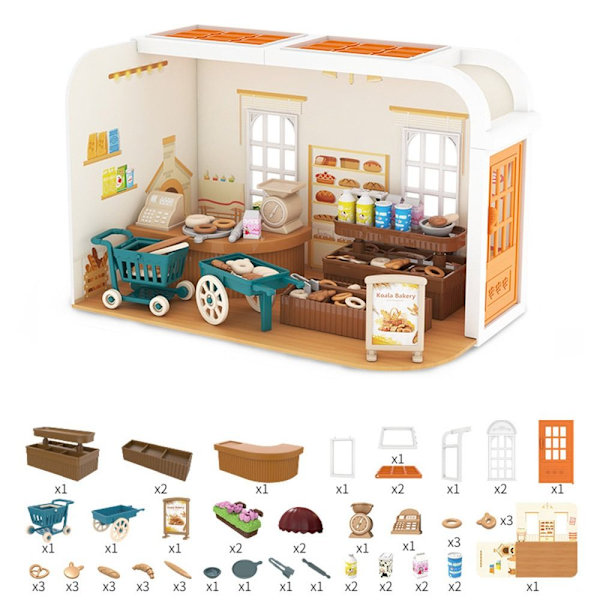 Gör-det-själv Dockhus Dockhus Scenmodell BAGERI BAKERI bakery