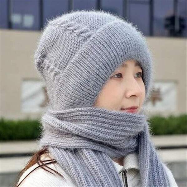 Integroitu cap Beanie Hat huivi GREY Grey