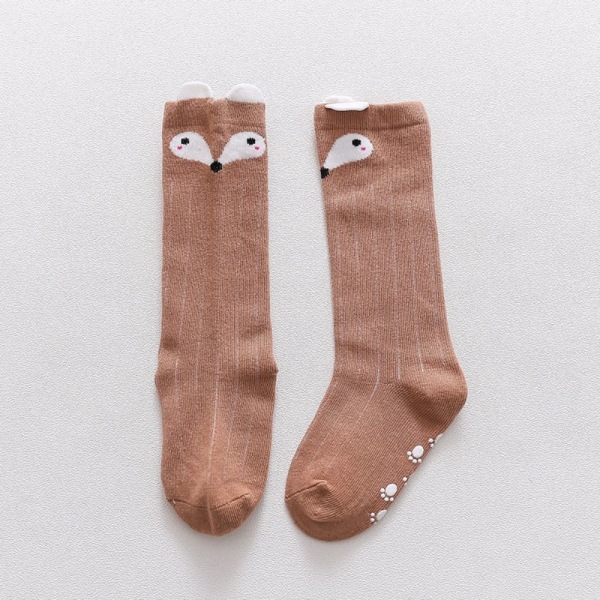 1 Par Fox Baby Sock Toddler långa strumpor KAFFE Coffee