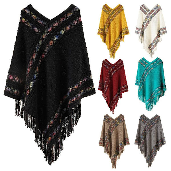 Mongolisk Poncho Rhombic Stripe Tofssjal GRÅ grey