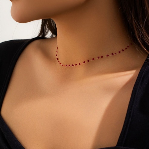 Tynn bloddråpe halskjede bloddråpe chokers 1 LAG 1 LAG 1 Layer