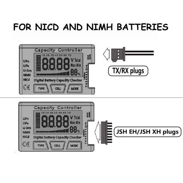 7 Digital batterispenningstester Kapasitetskontrollertest Black