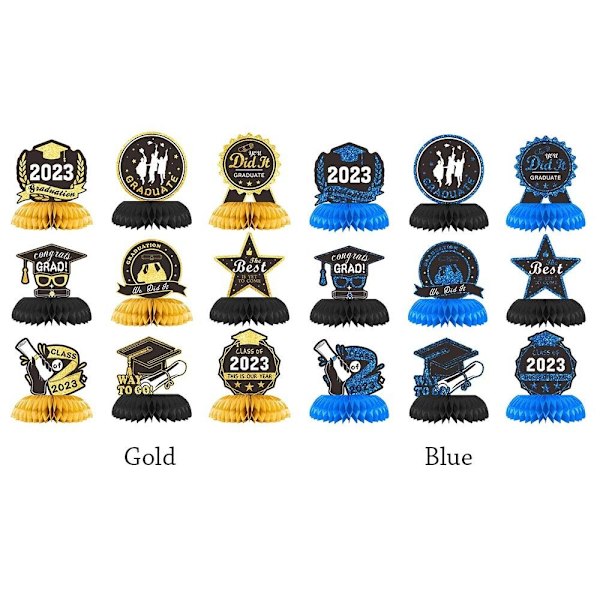 9 stk/sett Graduation Dekoration Honeycomb Balls GULL Gold