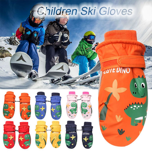 Barn Skidhandskar Långärmad vante GUL 3-7 ÅR yellow 3-7 years old