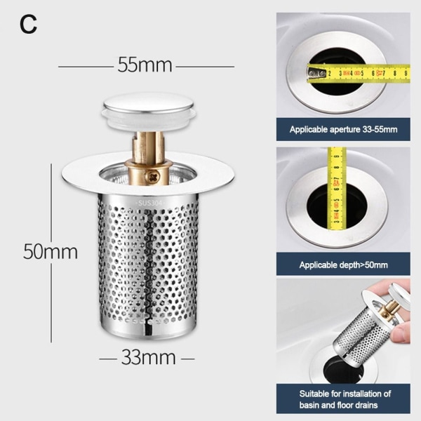 Lattiapoistosuodatin Mesh Pop Up -tyhjennyssuodatin CC C