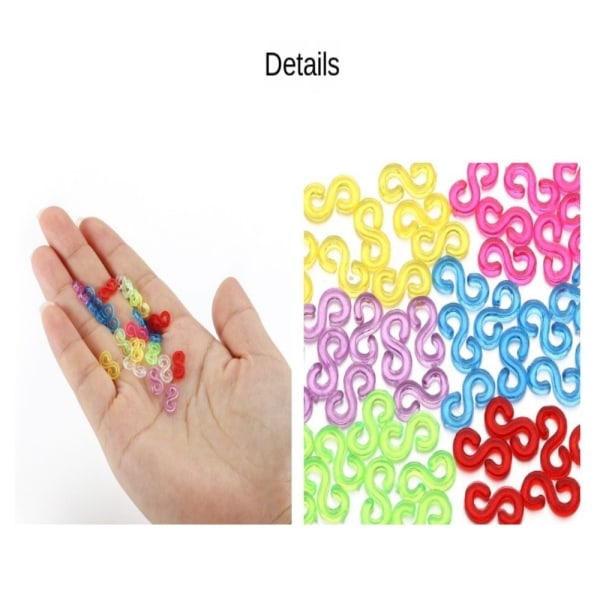 1000 Stk Plast S Clips Gummibåndspenne MULTICOLOR Multicolor