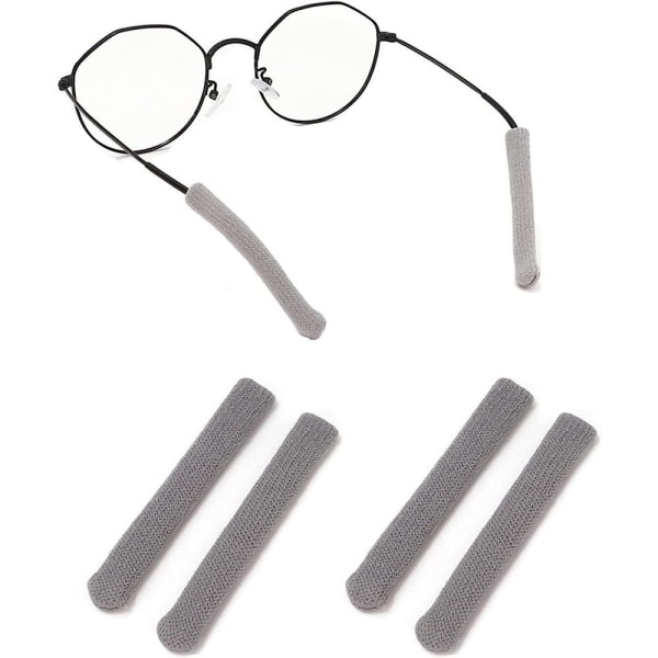 2 par glasögon Temple Tips Sleeve Stickning Glasögonhållare Grey