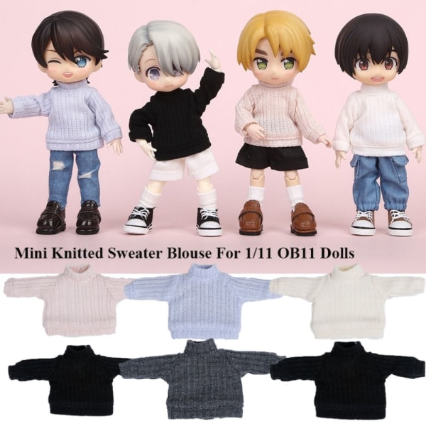 Mini striktrøje 1/12 dukkebluse GRÅ Grey