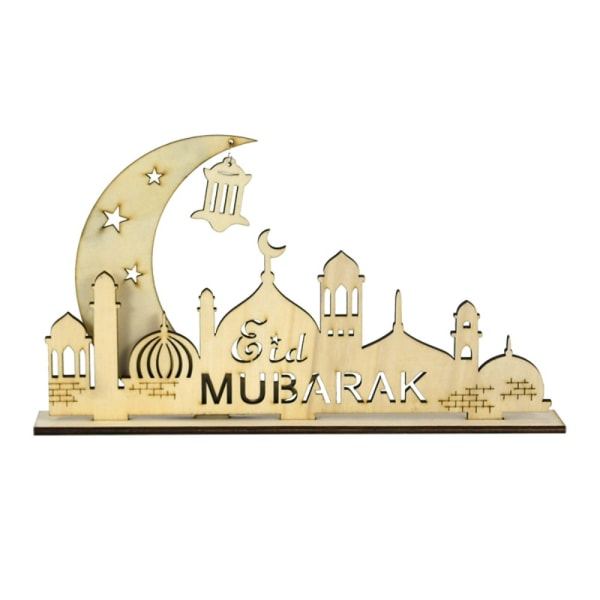 Muslimifestivaali Eid Mubarak Decor LED puinen käsityöramadan