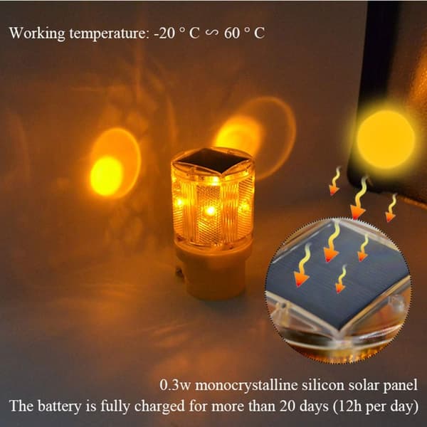 Solar Strobe Advarselslys Blinkende Lampe Super Bright LED