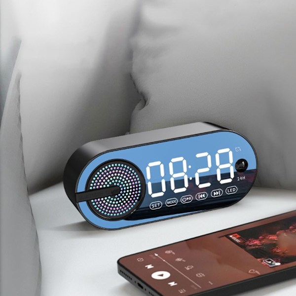 Digital väckarklocka Bluetooth högtalare VIT white