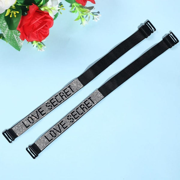2 par Rhinestone BH Strap BH Skulderstrop SORT black