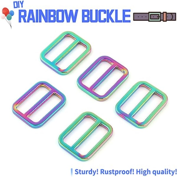 10 STK Rainbow Slide Strap Spenne Veske Maskinvare Slide Spenne