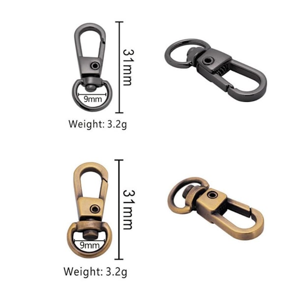 10 stk Metal Snap Hook Trækspænder BRONZE Bronze