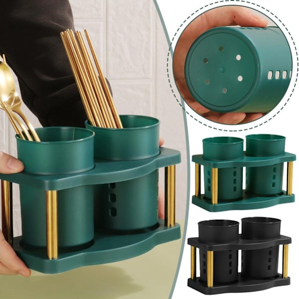 Bestick Organizer Förvaringshållare GRÖN SILVER SILVER green silver-silver