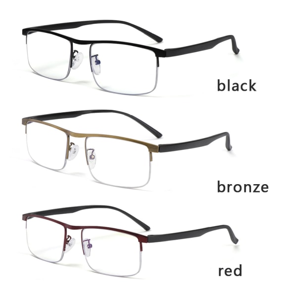 Anti blåt lys læsebriller Progressive Presbyopic red Strength 2.50
