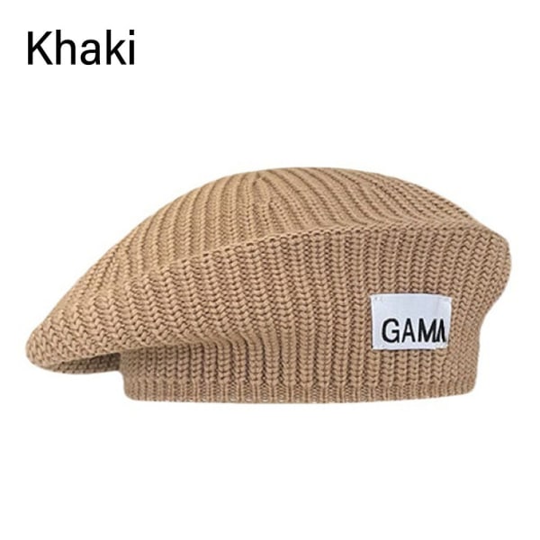 Neulottu barettihattu lämmin cap KHAKI khaki