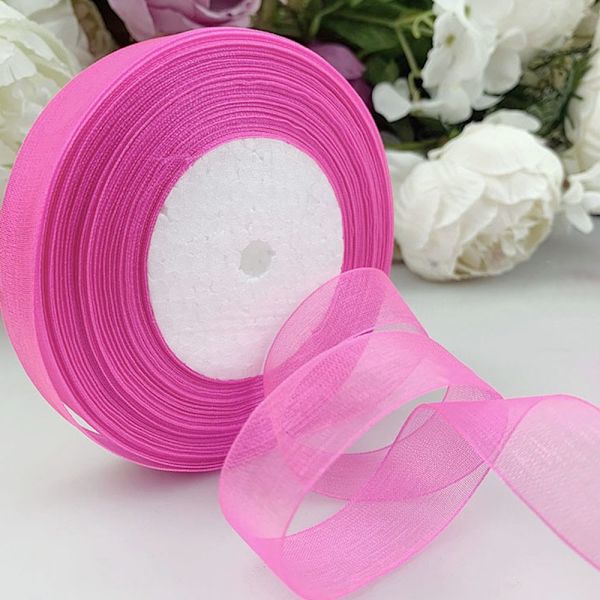 45M*2cm Läpinäkyvä sifonkinauha Organza-pitsinauhat PUNAINEN Red