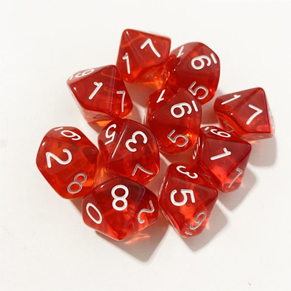 10 kpl / set DND Dice Polyhedral Noppa PUNAINEN PUNAINEN Red