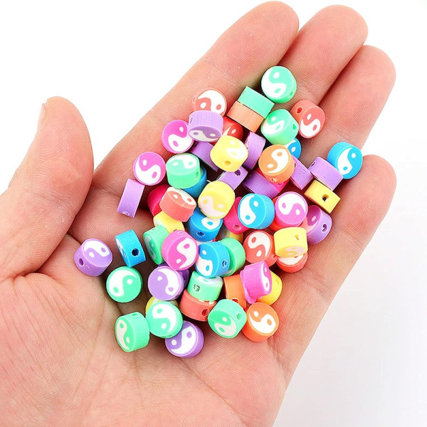 200 stk Yin Yang Perler Polymer Clay Spacer Disc Beads